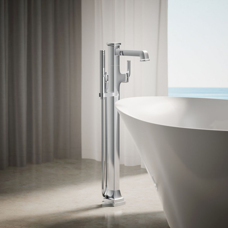 Riff Floor-Mount Bath Filler Trim, Polished Chrome