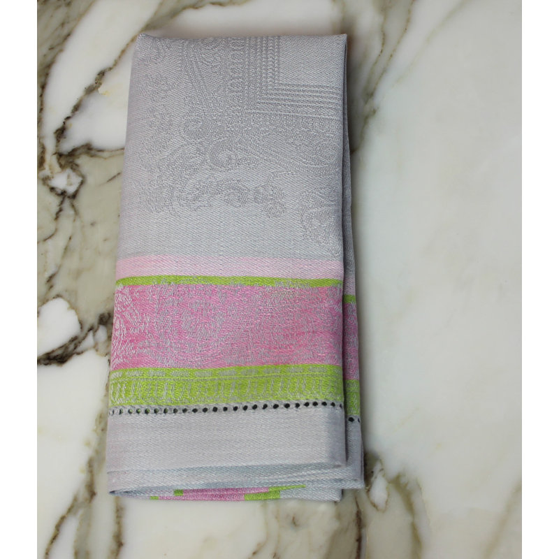 French Home Linen Cleopatra Napkins, Chartreuse/Rose/Pale Lavender 