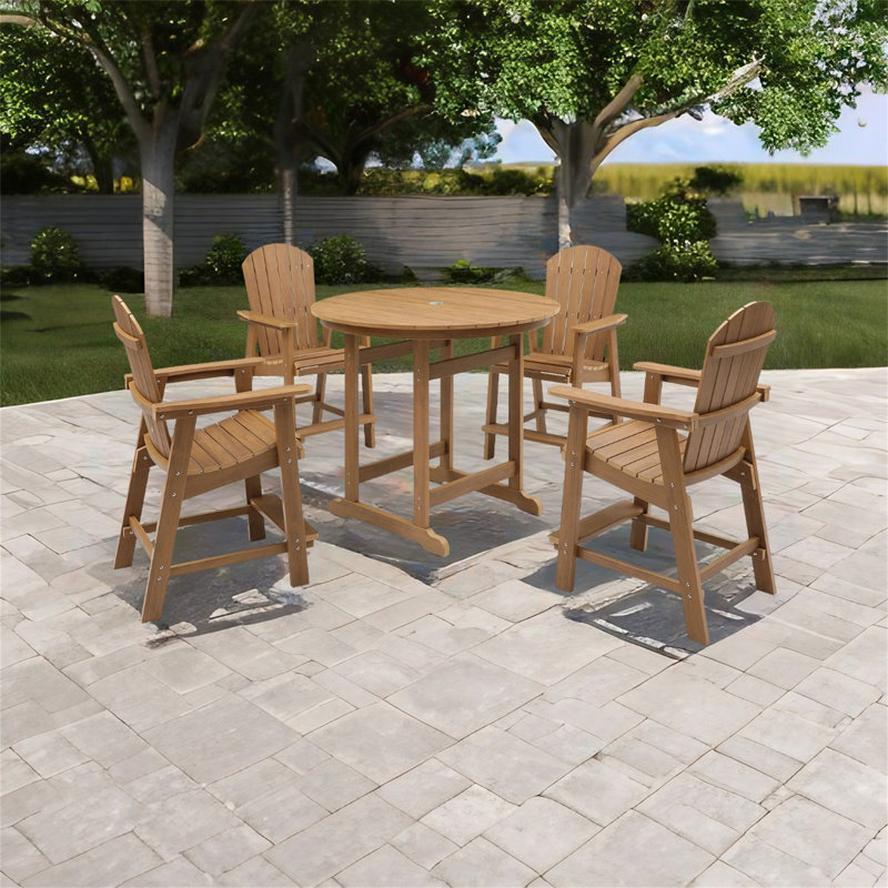 Table de bar en plastique, Teck clair