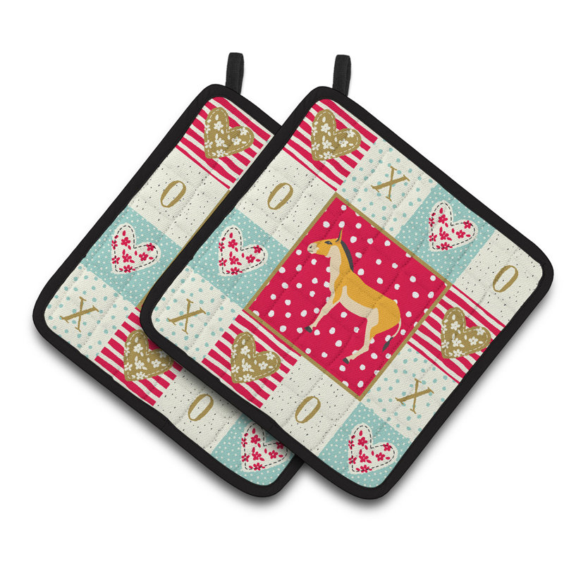 Caroline's Treasures Polyester Potholder Set, Turkmenian Kulan Donkey