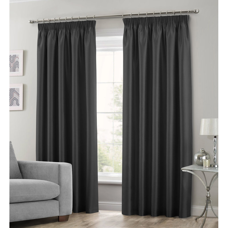 Gulya Curtain, 66cm Width x 90cm Drop, Black