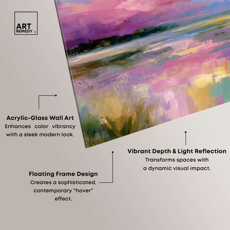 Coucher de soleil sur l'eau II, reproduction d'art acrylique sur toile par Art Remedy, H 12 po x l 12 po
