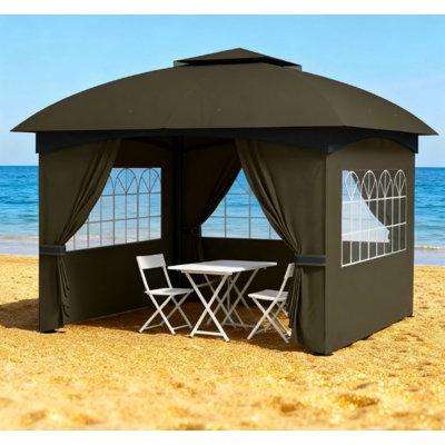 Elegant Double Roof Patio Gazebo,Outdoor Gazebo With Curtains,Church Windows
