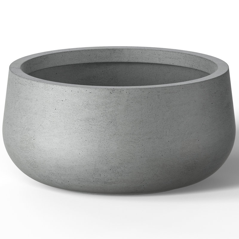 Pot à fleurs en béton Renfrew, H 10 po x l 19 po x P 19 po, Gris neutre