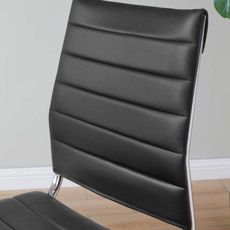 Black Vinyl Armless Midback Swivel Office Chair