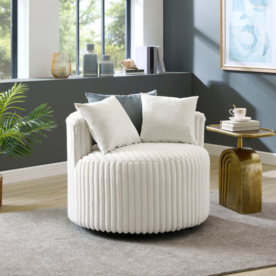 Fauteuil d'appoint rembourré en velours côtelé avec roulettes Plush