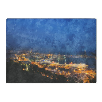 Barcelona Skyline Painting Chopping Board