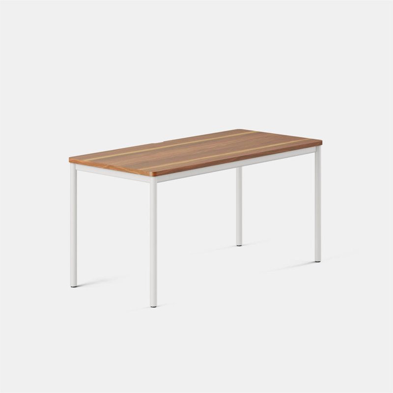 Daily Desk, 28.5" H x 58" W x 27" D, White, Walnut
