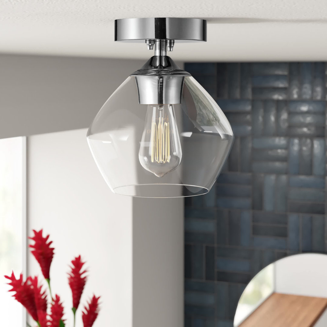 Orhan 1 - Light 6.38" Simple Dome Semi Flush Mount Breakwater Bay Fixture 
