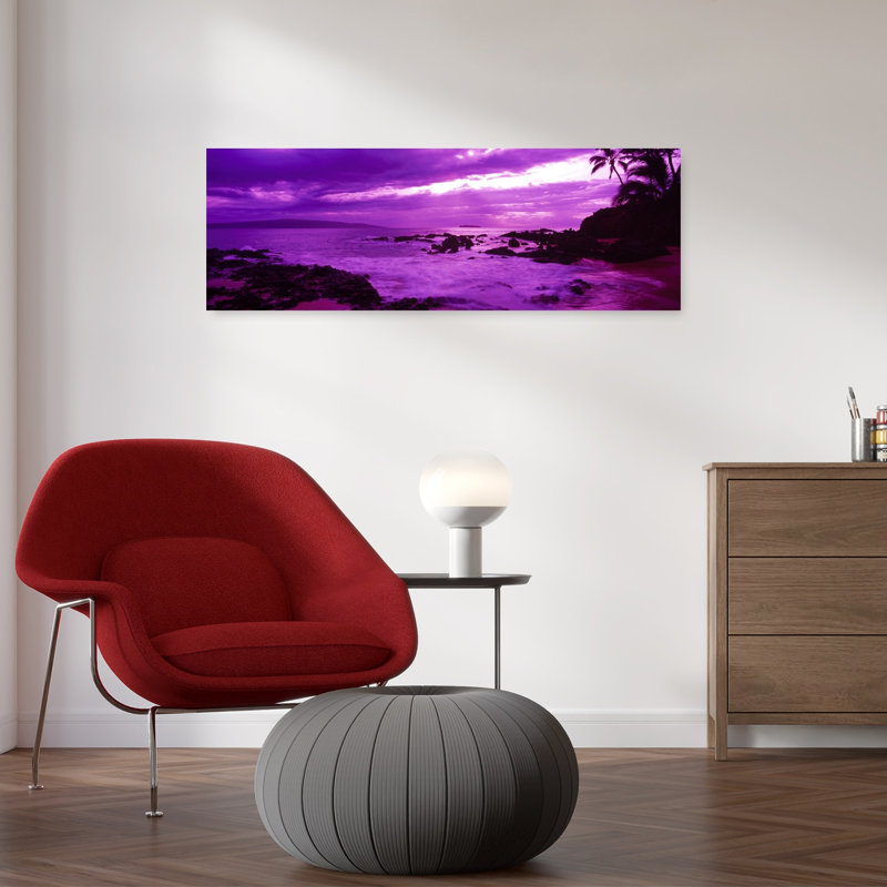 Sunset Over The Coast Makena Beach Maui Hawaii USA by Dan Merkel - Wrapped Canvas Panoramic Print, 30.48 cm H x 91.44 cm W