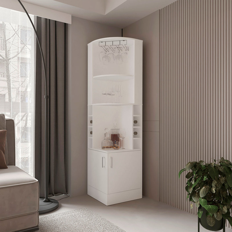Meuble de coin avec rangement pour bouteilles de vin et porte-verres FOURITURE.