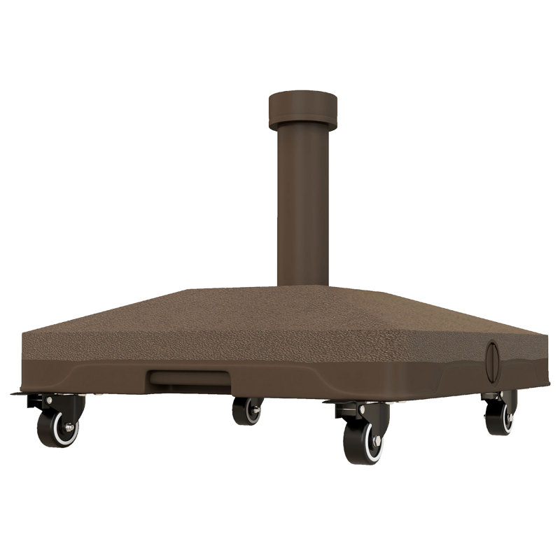 Base de parasol carrée, porte-parapluie portable avec roues, brun