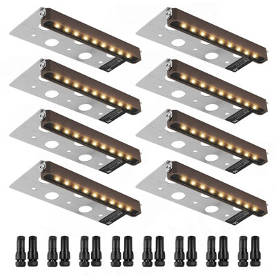 Éclairage à DEL Hardscape, lumières murales de soutènement de 6,8 pouces, lumière de pavé basse tension AC / DC 3W 12V-24V, éclairage de marche extérieur étanche IP68, Hardscape pivotant 3000K avec connecteurs (paquet de 8 blanc doux)