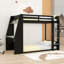 Lit superposé en bois avec bureau, tablettes, station de charge et éclairage DEL-3297722-3297724