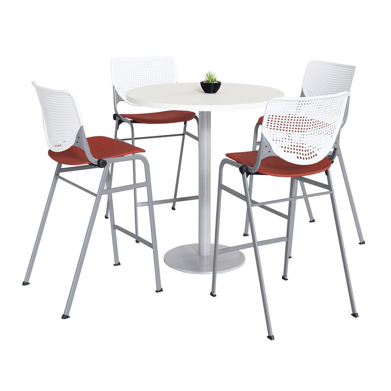 Mode - KOOL Ensembles de table ronde et de chaises pour salle de pause, H 41 po x L 36 po x l 36 po, Blanc / gris clair