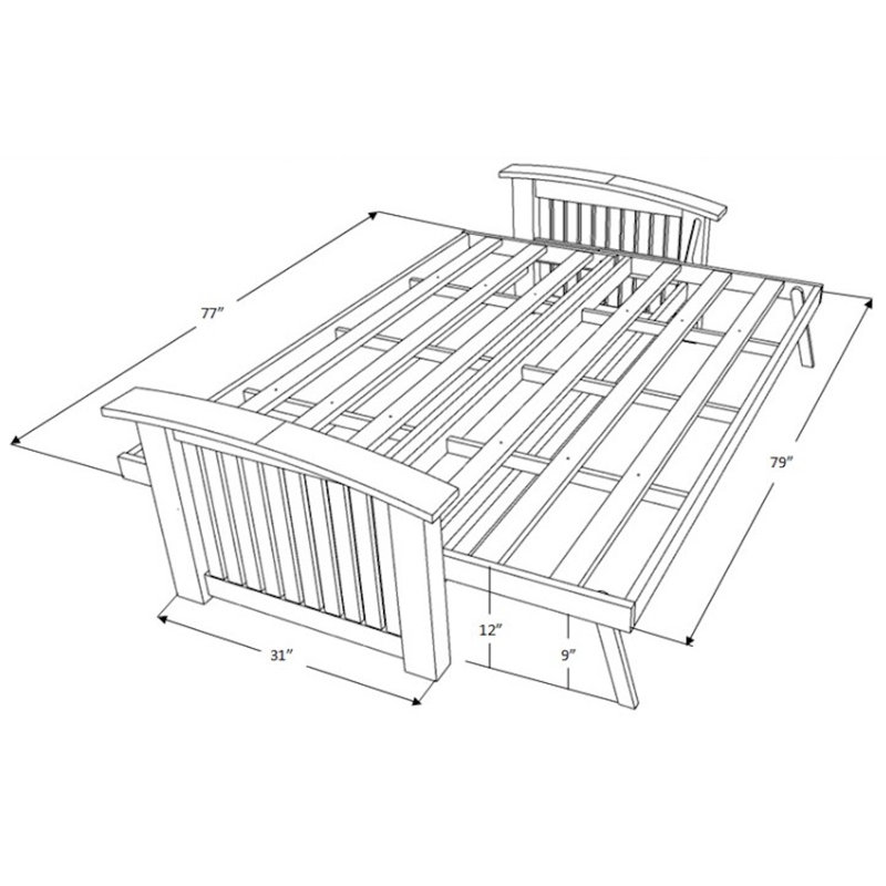 Stratford Futon Frame and Storage Drawers, Mattress Not Included, 33" H x 87" W x 37" D