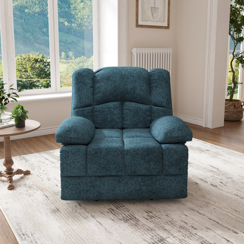 Catherne 40.1" Wide Upholstered Recliner, Green Performance Chenille