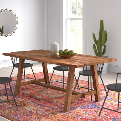 Alexa 78.5" L Acacia Solid Wood Trestle Dining Table by Mistana