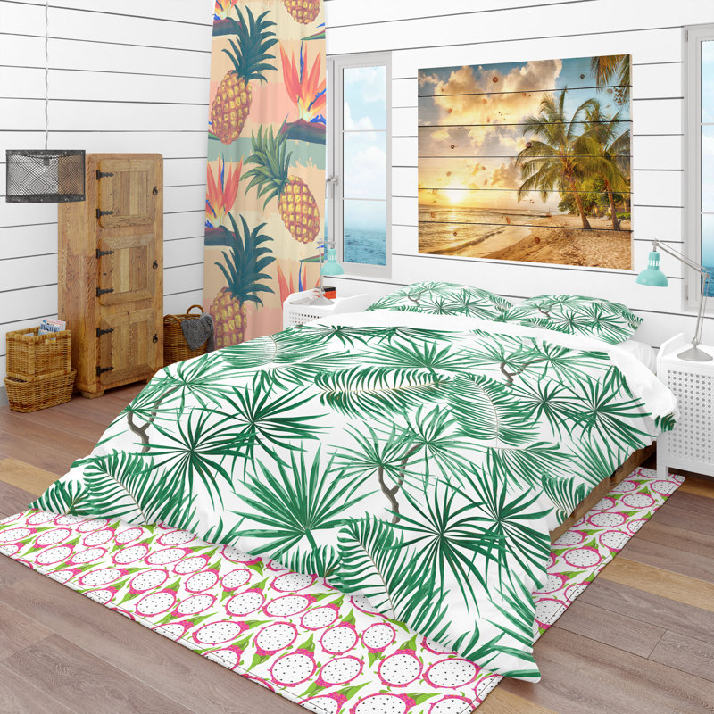 Ensemble de housse de couette tropical, Housse simple + 1 taie décorative