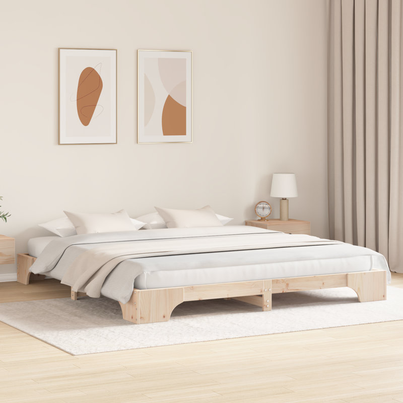 Bed Frame Solid Pine Wood, Natural, Super King (6')