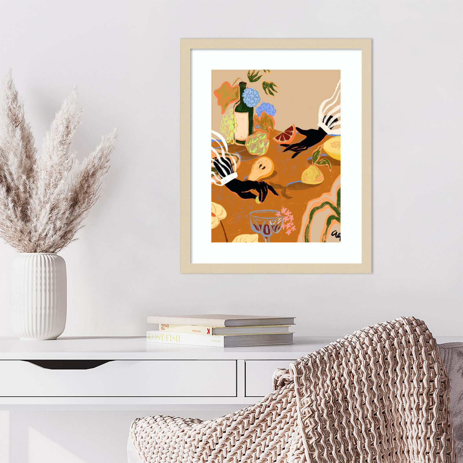 Oberon "Handful of Love (Fruit)" Print, Brown, 21" H x 17" W