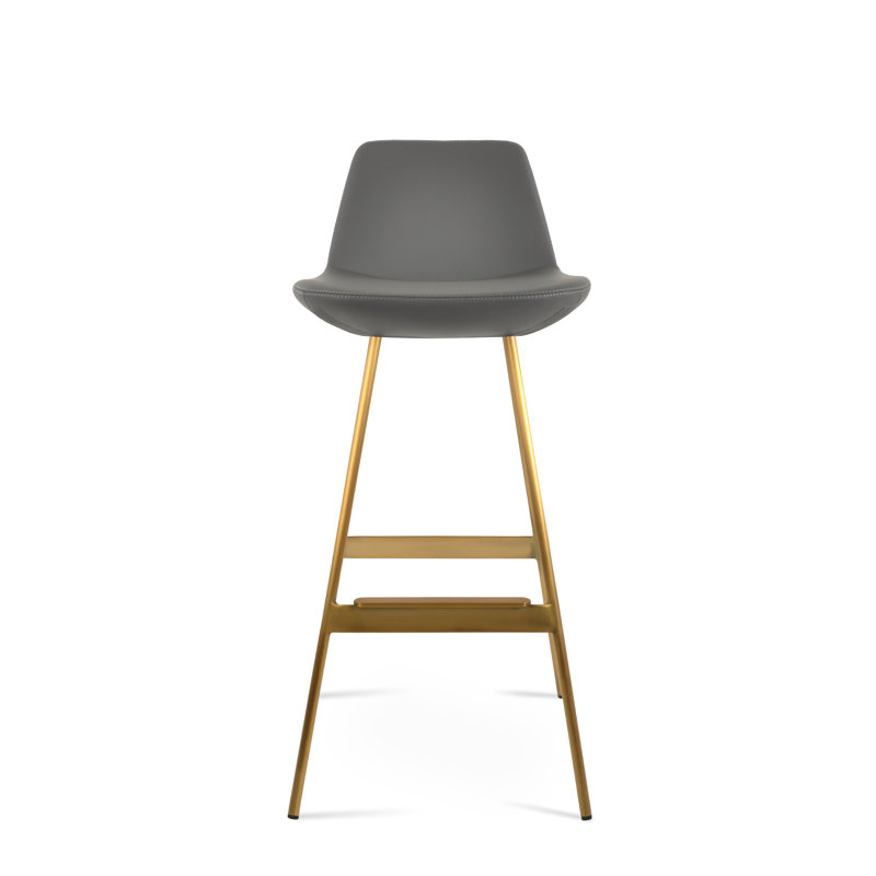 Tabouret Pera Balat, Similicuir gris en microfibres de polyester et de , Laiton