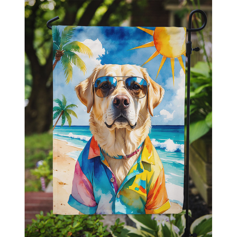 Bouvier bernois avec drapeau de jardin, Labrador Retriever jaune