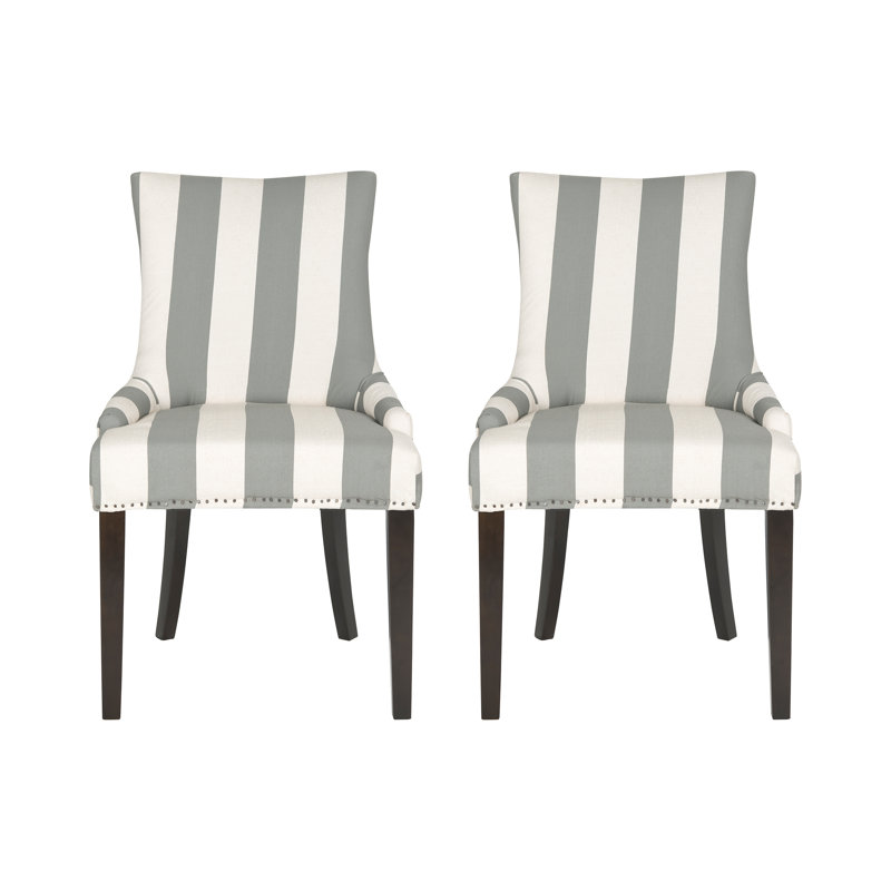 Baumgarten 49.53cm H Upholstered Side Chair, Grey/Bone, Black