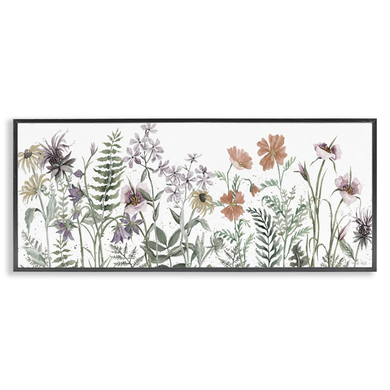«Lush Summer Botanicals», estampe numérique, conception de Cindy Jacobs, H 10 po x l 24 po, Giclée encadrée noir minuit