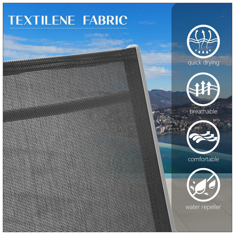 Ensemble de 3 chaises longues pour piscine (2 chaises longues + 1 table), Gris foncé