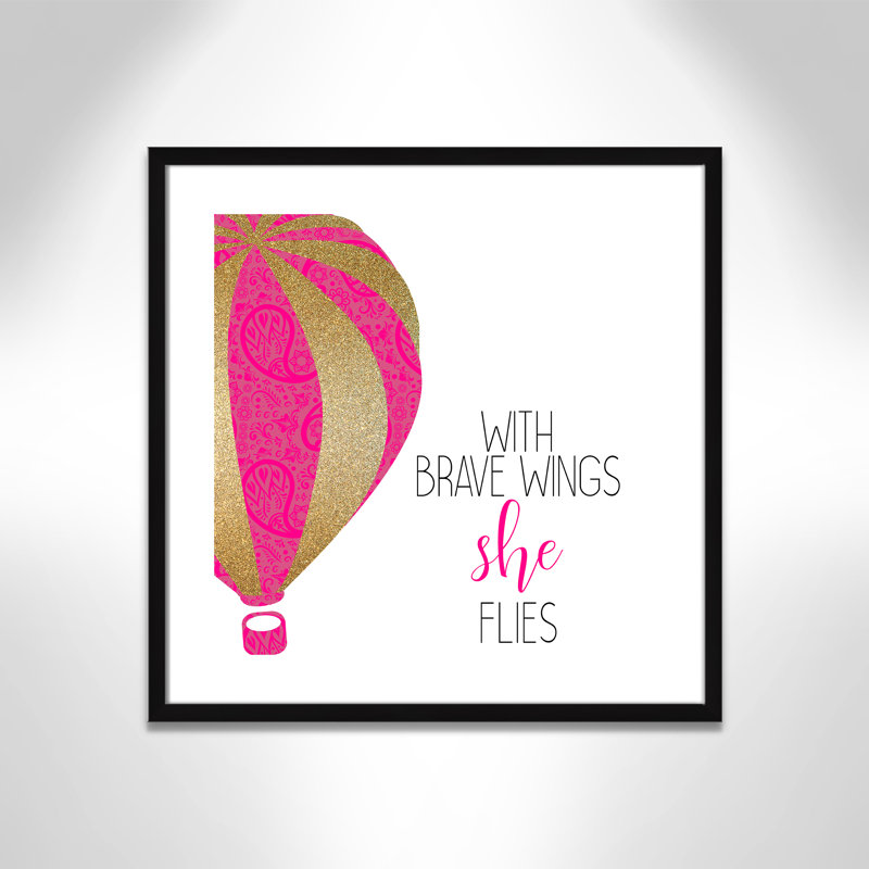 avec des ailes courageuses, impression sur papier, H 23,5 po x l 23,5 po x P 1,19 po, Encadré de boîte noir