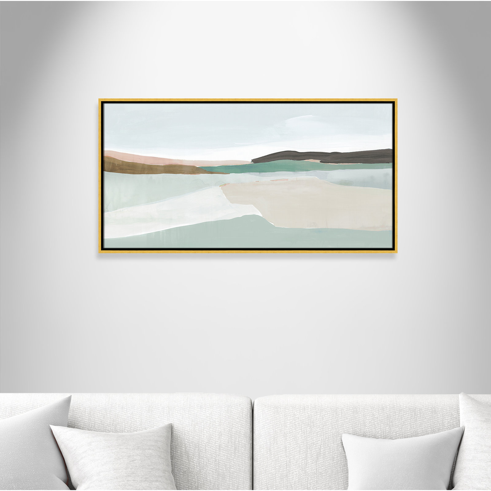 Ali "Sole of the Land I" Painting, 19.5" H x 37.5" W, Gold
