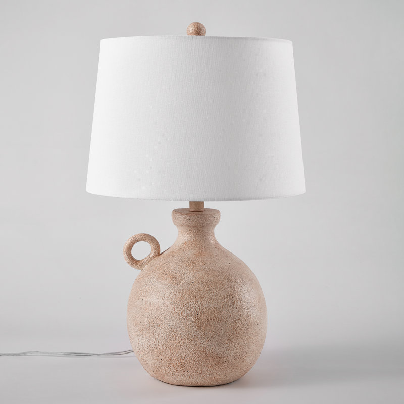 Maryclare 25 po blanc côtier rustique à intensité variable en résine céramique chambre salon table de chevet table de chevet avec port USB