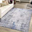 Tapis tissé et tissé 5 x 7, argent / bleu / motif abstrait, ne perd pas ses poils, teinture, parfait pour le bureau, argent / bleu / abstrait, dortoir idéal