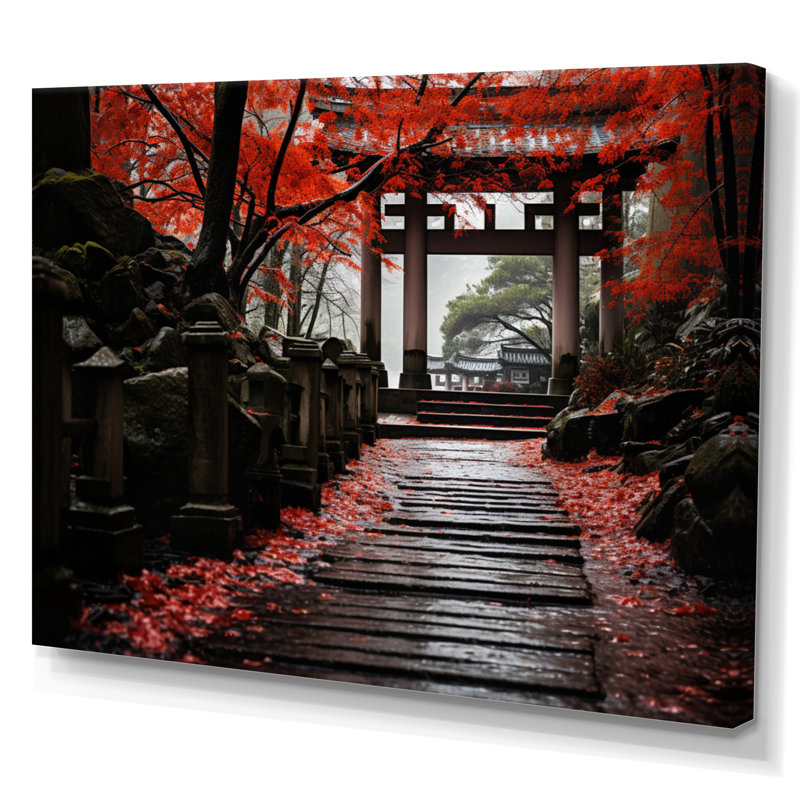 «Japon Art Red Torii Gate I», art mural sur toile japonaise, H 16 po x l 32 po x P 1 po, Toile tendue