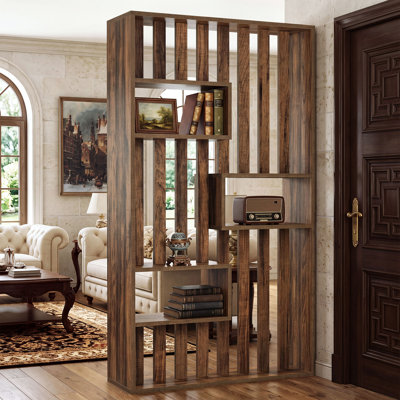 71" Tall Room Divider with Open Storage Shelves