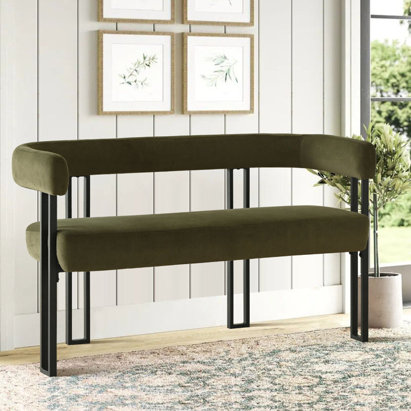 Lylianah 49" W Upholstered Square Arm Loveseat, Velvet-Green