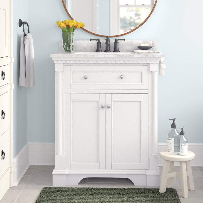 Meuble-lavabo simple 30 po Fossen, Blanc, Quartz