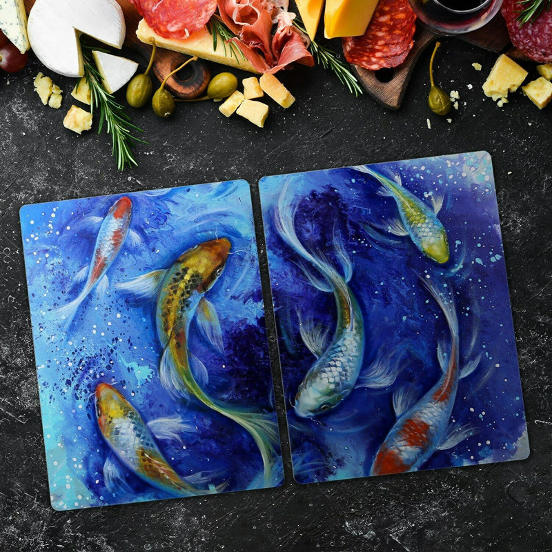 Arbela Colo Abstract Fish Water Chopping Board, 30cm L x 52cm W