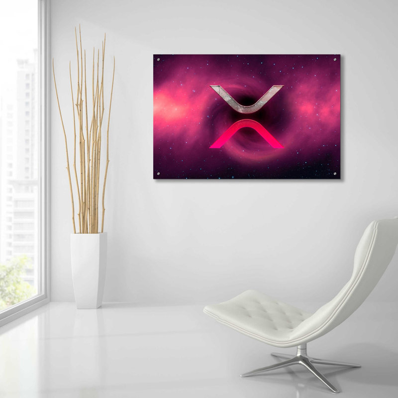 «Cosmic Crypto XRP» par Epic Portfolio, art mural en verre acrylique, H 24 po x l 36 po