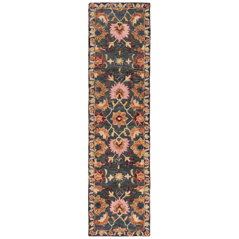 Hand Tufted Wool;Cotton Floral Indoor Rug, Runner 2'3" x 9'