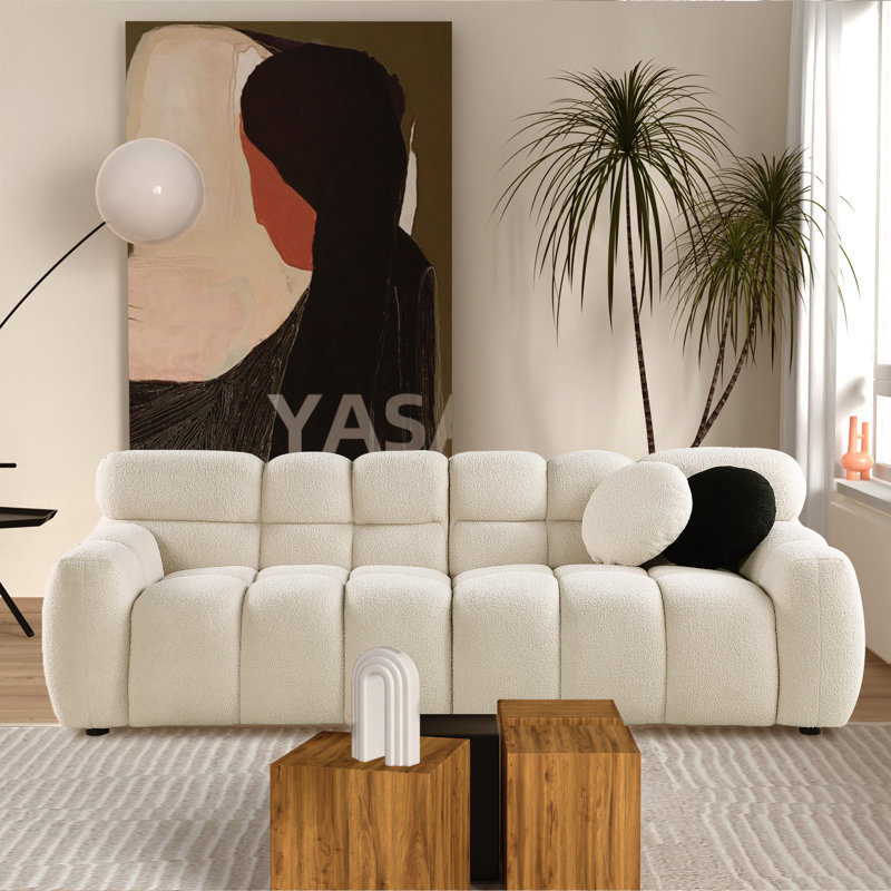 Kieayla 86.61" Upholstered Sofa, Beige