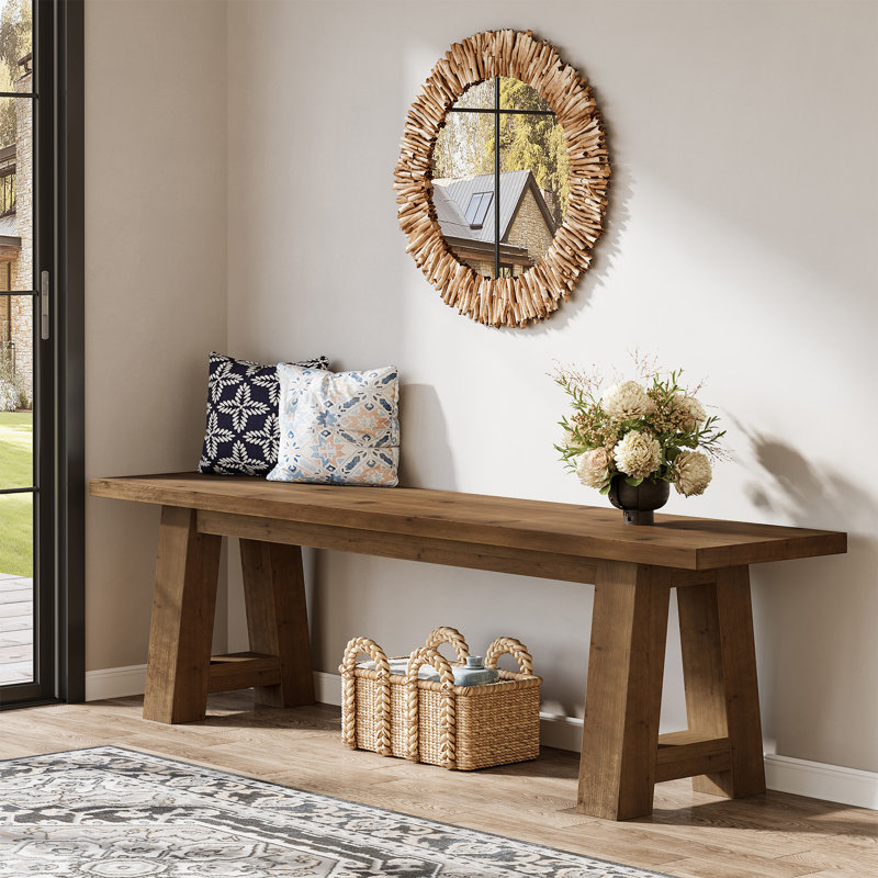 Banc en bois massif 55 ", Marron foncé