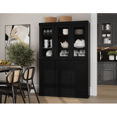 Janfried Palace Imports 100% Solid Wood Pantry China Cabinet, Raised Panel & Clear Glass Doors, Adjustable Shelves, 48.5" Wide, 71.5" Tall