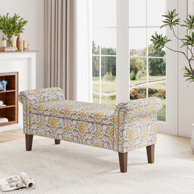 Rangement - siège confortable, 20,5 po Large banc de rangement multicolore à couvercle rabattable et floral, hauteur de l'emballage de 12,75 po