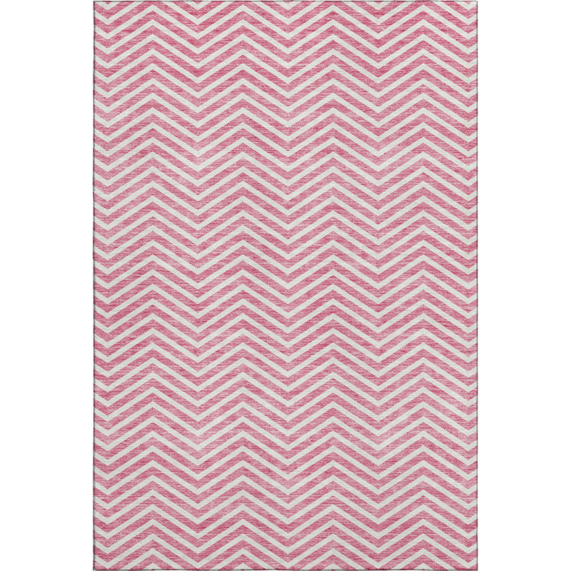 Premium Machine Washable Prisco Pink Rug, Rectangle 10' x 14'