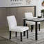 Chaises en tissu de laine de couleur blanche avec plateau de table en faux marbre et ensemble de salle à manger 5 pièces-476159031