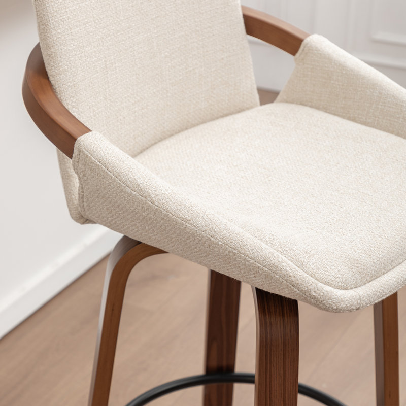 Tabouret de bar et de comptoir pivotant Carruth, Beige, Tabouret de comptoir (siège d'une hauteur de 25 p