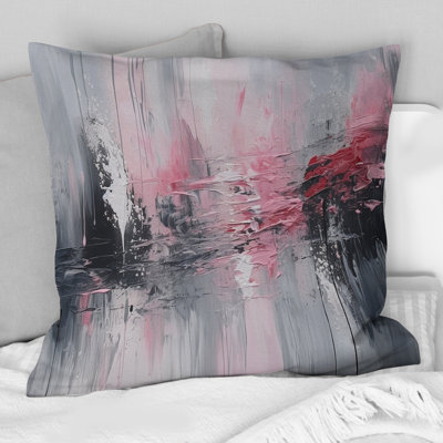 Evolving Shapes In Pink Marble IV - Abstract Geometric Printed Throw Pillow