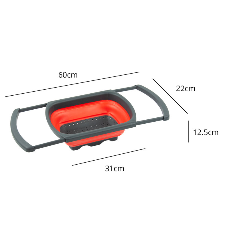 SQ Professional Silicone Over The Sink Strainer, Red
